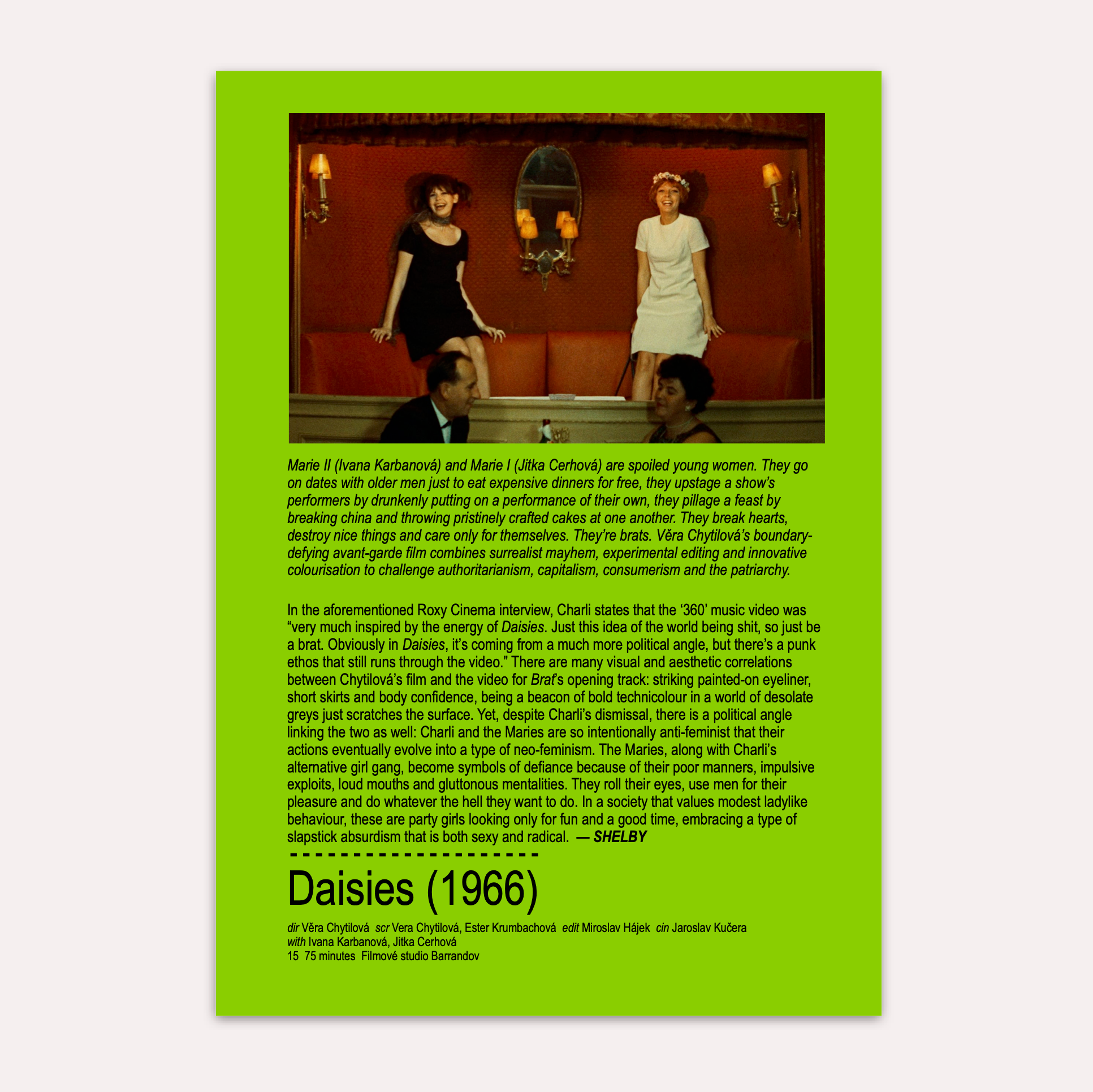 Movie Zine Inspired by Charli XCX's Brat | Film East
